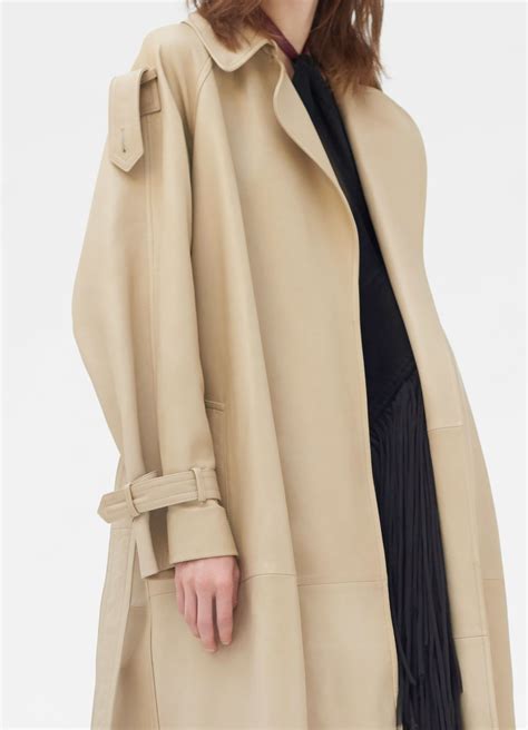 celine leather trench|Rectangle trench coat in lambskin .